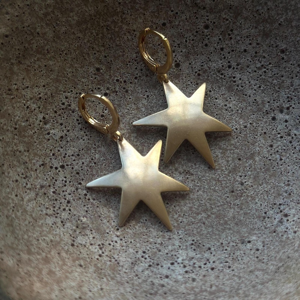 Celestial Star Huggie Hoop Earrings, Whimsigoth Ren Faire Jewelry